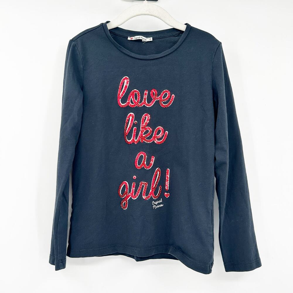 Original Marines Girls Sequin Love Like A Girl Casual Long Sleeve T-Shirt‎ 7/8